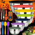 8/20pcs Heavy-Duty Stainless Steel Mixing Bowls Set with Airtight Lids - 201 Rust-Resistant Nesting Bowls (7, 3.5, 2.5, 2, 1.5, 1, 0.67QT) Non-Slip Silicone Base, Color-Coded Lids & Polish for Baking,, Serving - Large Bowl