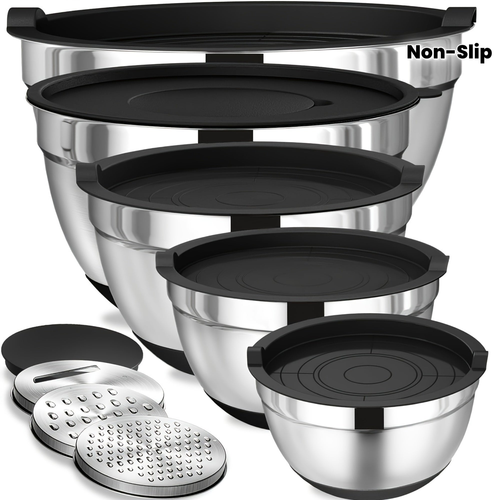 8pcs Stainless Steel Mixing Bowl Set - Includes Airtight Lids and Non-Slip Silicone Base, Perfect for Baking, Serving, Storing, and Kitchen Organization