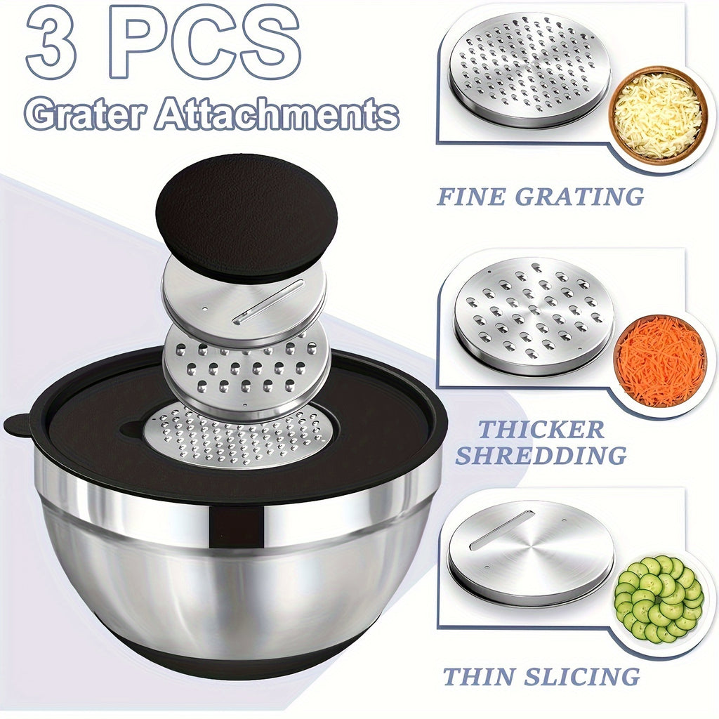 8pcs Stainless Steel Mixing Bowl Set - Includes Airtight Lids and Non-Slip Silicone Base, Perfect for Baking, Serving, Storing, and Kitchen Organization