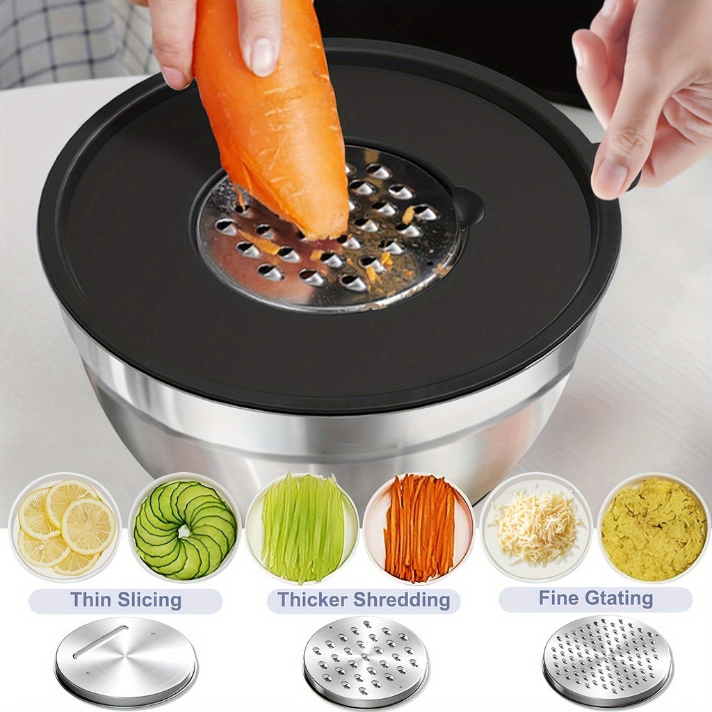 8pcs Stainless Steel Mixing Bowl Set - Includes Airtight Lids and Non-Slip Silicone Base, Perfect for Baking, Serving, Storing, and Kitchen Organization