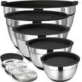 8pcs Stainless Steel Mixing Bowl Set - Includes Airtight Lids and Non-Slip Silicone Base, Perfect for Baking, Serving, Storing, and Kitchen Organization