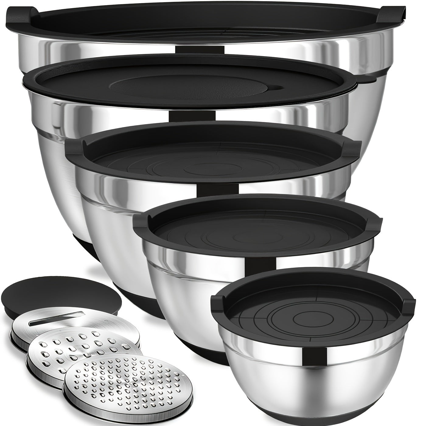 8pcs Stainless Steel Mixing Bowl Set - Includes Airtight Lids and Non-Slip Silicone Base, Perfect for Baking, Serving, Storing, and Kitchen Organization